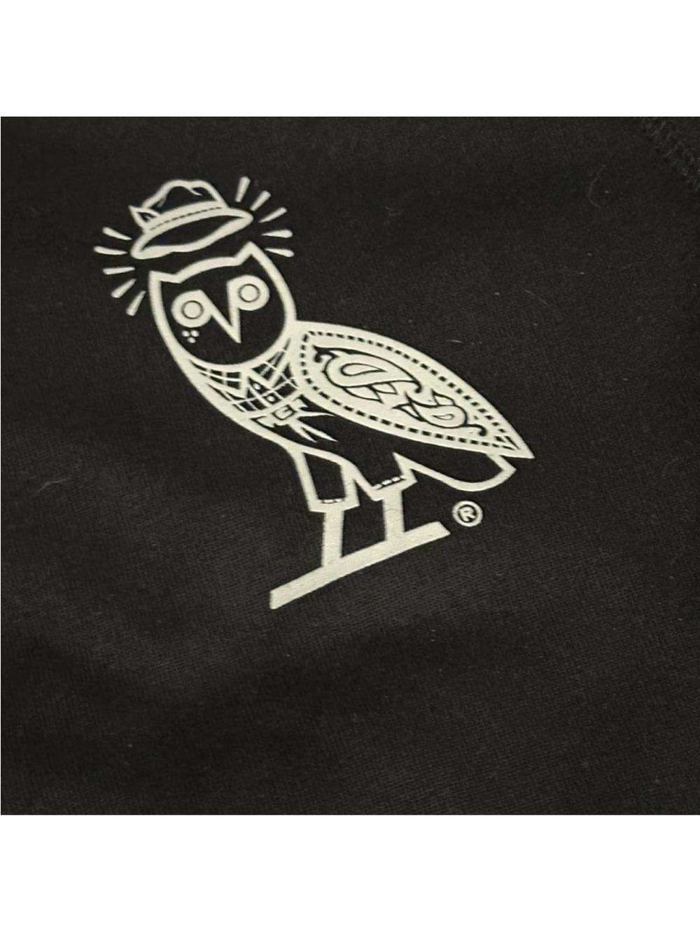 OVO x MISTER CARTOON Black hoodie collaboration with White Owl Graphic